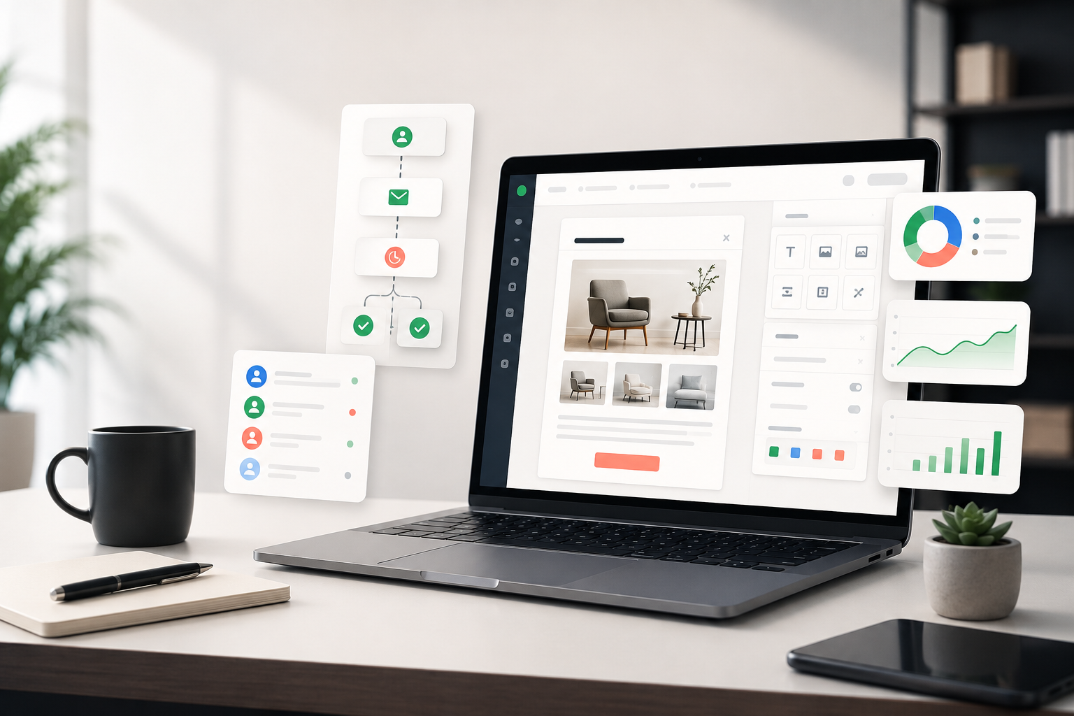 Modernes E-Mail-Marketing-Dashboard mit Newsletter-Editor, Automationen und Statistiken